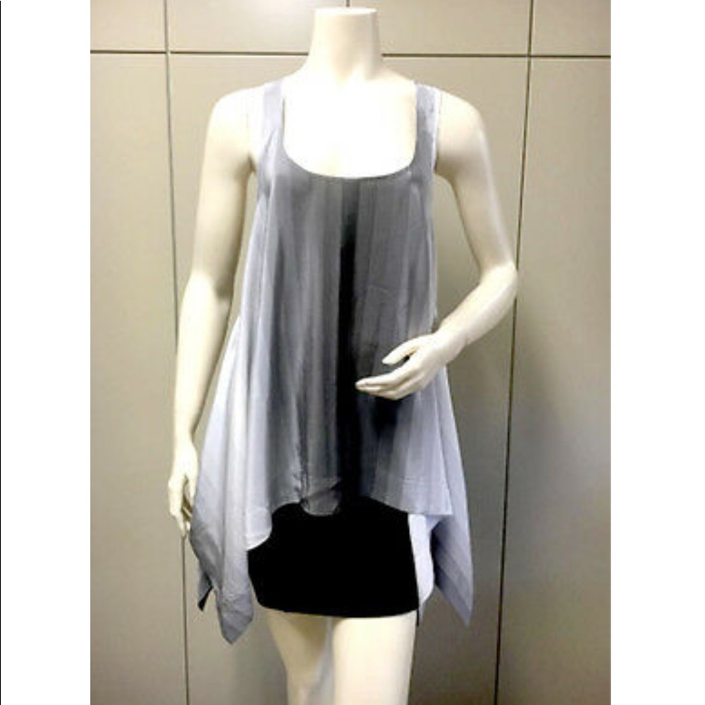 BCBGMAXAZRIA Misty Morning Silk Draped Tank Top